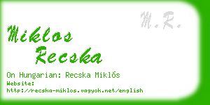 miklos recska business card